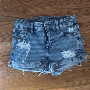 American Eagle Outfitters Blue Distressed Jean Shorts size 0